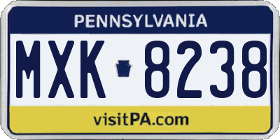 PA license plate MXK8238