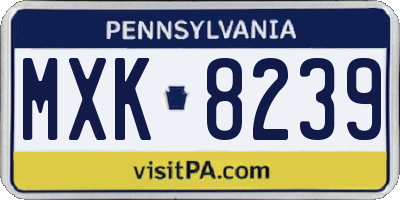 PA license plate MXK8239