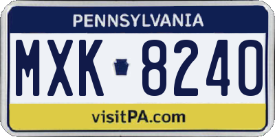 PA license plate MXK8240