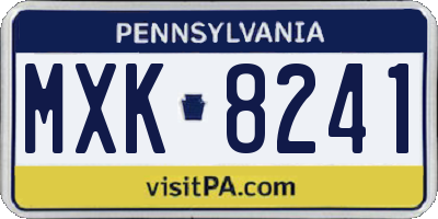 PA license plate MXK8241