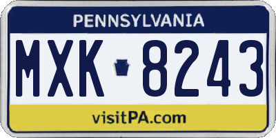 PA license plate MXK8243