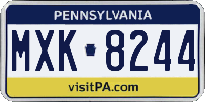 PA license plate MXK8244