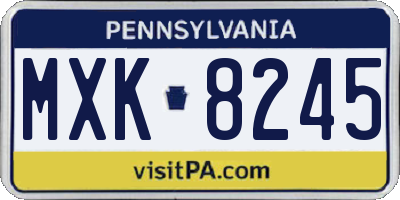 PA license plate MXK8245
