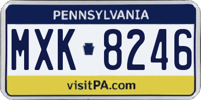 PA license plate MXK8246