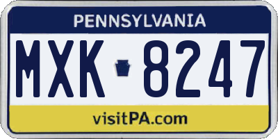 PA license plate MXK8247