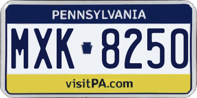 PA license plate MXK8250