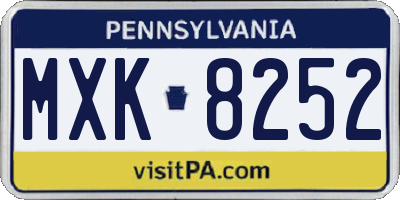 PA license plate MXK8252
