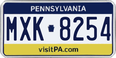 PA license plate MXK8254