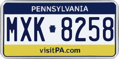 PA license plate MXK8258
