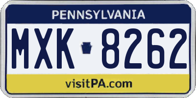 PA license plate MXK8262