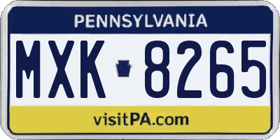 PA license plate MXK8265