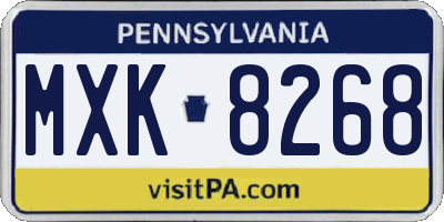 PA license plate MXK8268