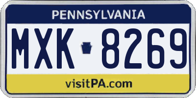 PA license plate MXK8269