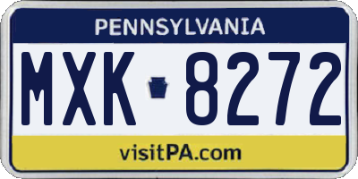 PA license plate MXK8272