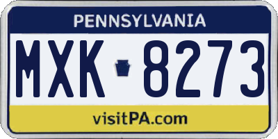 PA license plate MXK8273