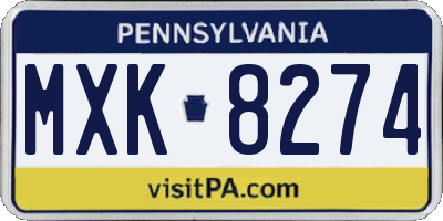 PA license plate MXK8274