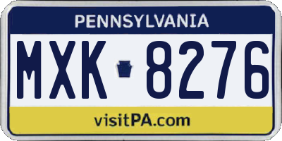 PA license plate MXK8276