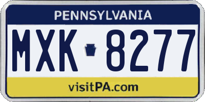 PA license plate MXK8277