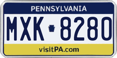 PA license plate MXK8280