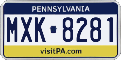 PA license plate MXK8281