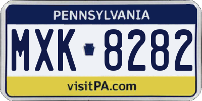 PA license plate MXK8282