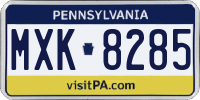 PA license plate MXK8285