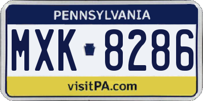 PA license plate MXK8286