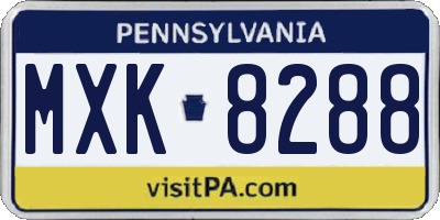 PA license plate MXK8288