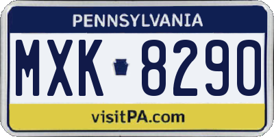 PA license plate MXK8290