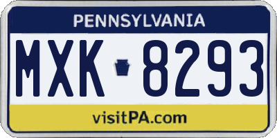 PA license plate MXK8293
