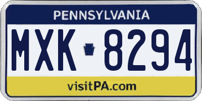 PA license plate MXK8294