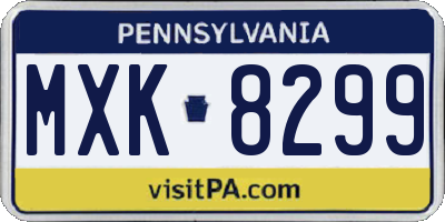 PA license plate MXK8299