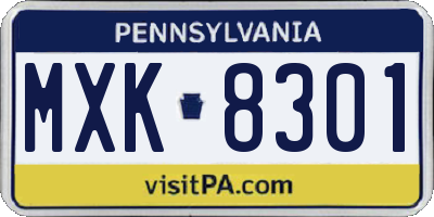 PA license plate MXK8301