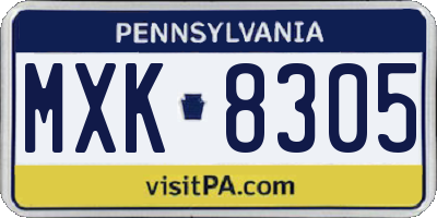 PA license plate MXK8305
