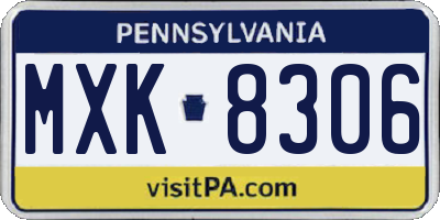 PA license plate MXK8306