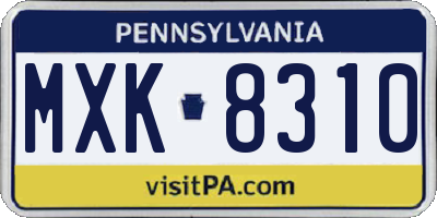 PA license plate MXK8310