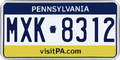 PA license plate MXK8312