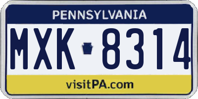 PA license plate MXK8314