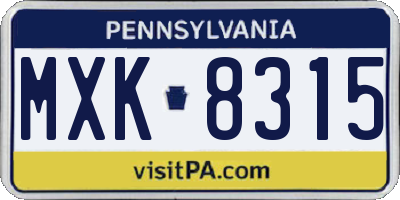 PA license plate MXK8315