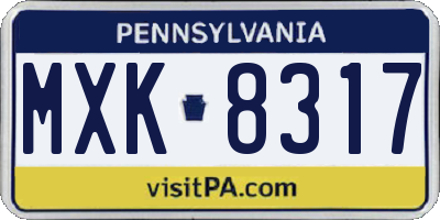 PA license plate MXK8317