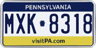 PA license plate MXK8318