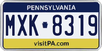 PA license plate MXK8319