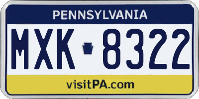 PA license plate MXK8322