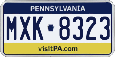 PA license plate MXK8323