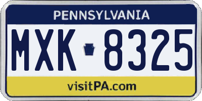 PA license plate MXK8325