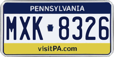 PA license plate MXK8326