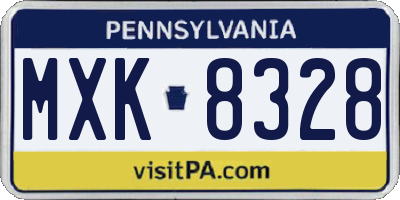 PA license plate MXK8328
