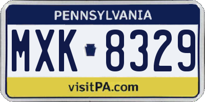 PA license plate MXK8329