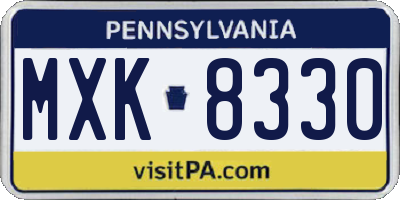 PA license plate MXK8330
