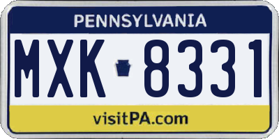 PA license plate MXK8331